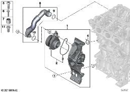 COOLING SYSTEM-COOLANT PUMP diagram for BMW 2 Series F46 Gran Tourer 218i