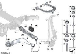 Wsp. przedn. osi, wah. poprz./krzyżulec diagram for BMW 7 Series G70 740iX