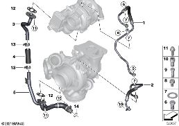 OIL SUPPLY EXHAUST TURBOCHARGER diagram for BMW 7 Series G11 LCI 740dX