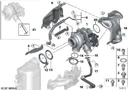 EXHAUST TURBOCHARGER WITH LUBRICATION diagram for BMW X1 F48 LCI 18dX