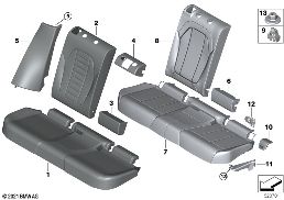 Sedadlo zadní čalounění a potah diagram for BMW X4 G02 LCI 30dX