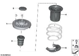 GUIDE SUPPORT/SPRING PAD/ATTACHING PARTS diagram for BMW X1 U11 18i