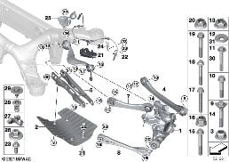 REAR AXLE SUPPORT/WHEEL SUSPENSION diagram for BMW 6 Series G32 GT 620dX