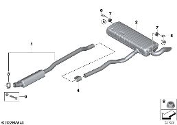 Uitlaatsysteem achter diagram for BMW X1 U11 18i