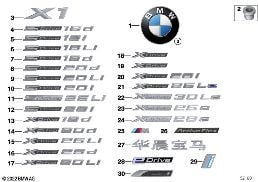 Embleem / sierschrift diagram for BMW X1L F49 LCI X1 25Li