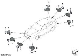 PARK DISTANCE CONTROL (PDC) diagram for BMW 3 Series G80 M3 M3