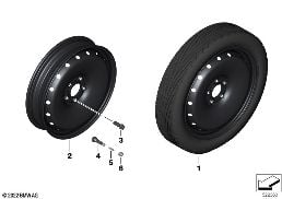 COMPACT SPARE WHEEL, STEEL, BLACK diagram for BMW X2 U10 18d