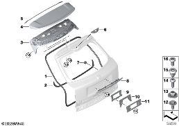 Pièces accolées couvercle coffre/hayon diagram for BMW Rolls-Royce Cullinan RR31 Cullinan