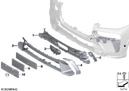 M Verkleidung Zierelemente vorn diagram for BMW X7 G07 LCI 40iX