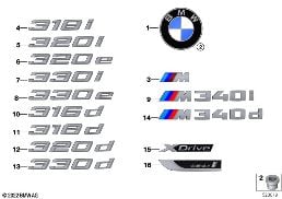 EMBLEMS / LETTERINGS diagram for BMW 3 Series G21 Touring LCI 320d
