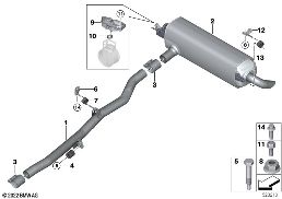 Układ wydechowy tylny diagram for BMW 7 Series G70 750eX