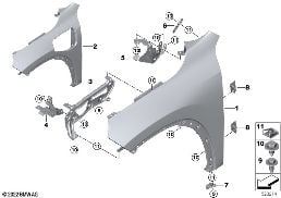 FRONT SIDE PANEL diagram for BMW X1 U11 18d