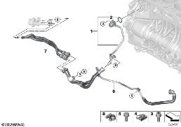 COOLING SYSTEM - ENGINE COOLANT HOSES diagram for BMW 3 Series F30 LCI 320d ed