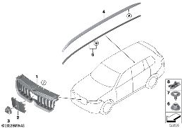Externe afdekkingen / Gril diagram for BMW X1 U11 20i