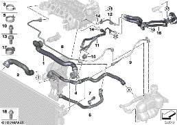 COOLING SYSTEM COOLANT HOSES diagram for BMW 2 Series F45 Active Tourer LCI 216d