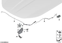 System zamykania pokrywy silnika diagram for BMW 7 Series G70 740dX