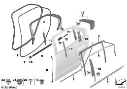 TRIM AND SEALS FOR DOOR, REAR diagram for BMW 7 Series G70 i7 xDrive60