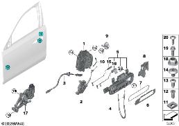 LOCKING SYSTEM, DOOR, FRONT diagram for BMW 7 Series G70 i7 xDrive60