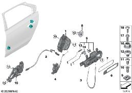 CLOSING SYSTEM, DOOR, REAR diagram for BMW 7 Series G70 i7 xDrive60
