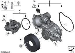 WATERPUMP - THERMOSTAT diagram for BMW 7 Series F02 760Li