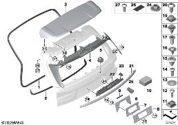 TRUNK LID, MOUNTING PARTS diagram for BMW X7 G07 LCI 40iX