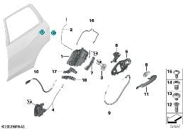 Schliesssystem Tür hinten diagram for BMW X7 G07 LCI 40iX