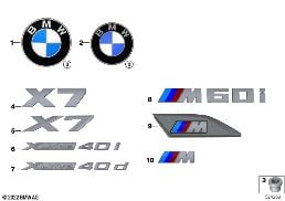 Embleme / Schriftzüge diagram for BMW X7 G07 LCI 40iX