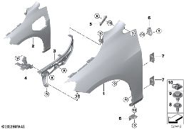 FRONT SIDE PANEL diagram for BMW 2 Series U06 Active Tourer 220d