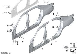 Szkielet boczny diagram for BMW 7 Series G70 740dX