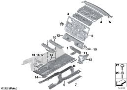 Ścianka działowa bagażnika/elem. podł. diagram for BMW 7 Series G70 740dX
