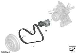 Transmissão por correia diagram for BMW 3 Series G20 Berlina LCI M340i