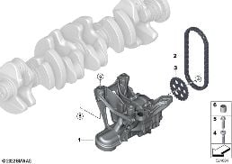 Sist. lubrific./bomba óleo c/ accionam. diagram for BMW 3 Series G20 Berlina LCI M340i