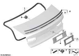 Achterklep aanbouwdelen diagram for BMW 3 Series G28 Sedan LCI 325LiX