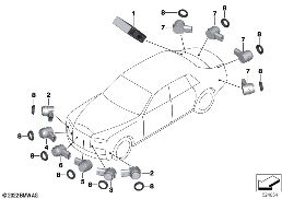 PARK DISTANCE CONTROL (PDC) diagram for BMW Rolls-Royce Phantom RR11 Phantom