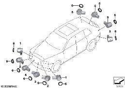 Système d'aide au stationnement (PDC) diagram for BMW Rolls-Royce Cullinan RR31 Cullinan