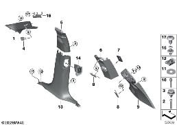 Verkleidung A- / B- / C- / D-Säule diagram for BMW X7 G07 LCI 40iX
