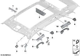 Anbauteile Dachhimmel diagram for BMW X7 G07 LCI 40iX