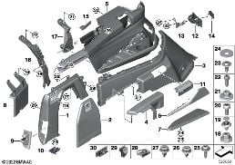 Verkleidung Gepäckraum links diagram for BMW X7 G07 LCI 40iX