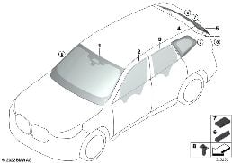 verglazing diagram for BMW X1 U11 20i