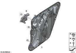 Deurvenstermechanisme achter diagram for BMW X1 U11 20i