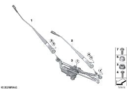 Onderdelen ruitewis-installatie diagram for BMW X1 U11 18i