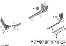 Bekleding zijdelings voetruimte diagram for BMW X1 U11 20i