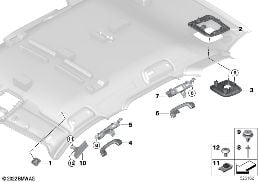 Aanbouwdelen hemelbekleding diagram for BMW X1 U11 20i