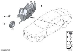 Elem. poj. głośnika drzwi tyln. diagram for BMW 7 Series G70 740iX