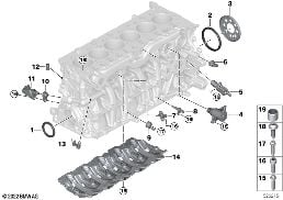 Bloco do motor/peças adicionais diagram for BMW 3 Series G20 Berlina LCI M340i