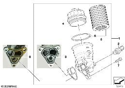 Dopływ oleju-filtr oleju diagram for BMW MINI R50 Cooper
