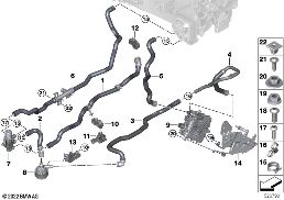 COOLING WATER HOSES diagram for BMW 7 Series G70 750eX