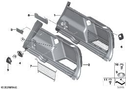 BEKLEDING BAGAGEKOFFER rechts diagram for BMW X1L F49 LCI X1 25Li