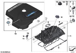 CYLINDER HEAD COVER/MOUNTING PARTS diagram for BMW 3 Series G20 Sedan LCI 330e