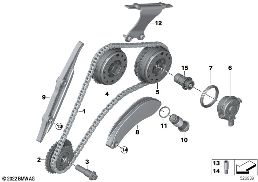TIMING GEAR TIMING CHAIN TOP diagram for BMW i8 I12 LCI i8